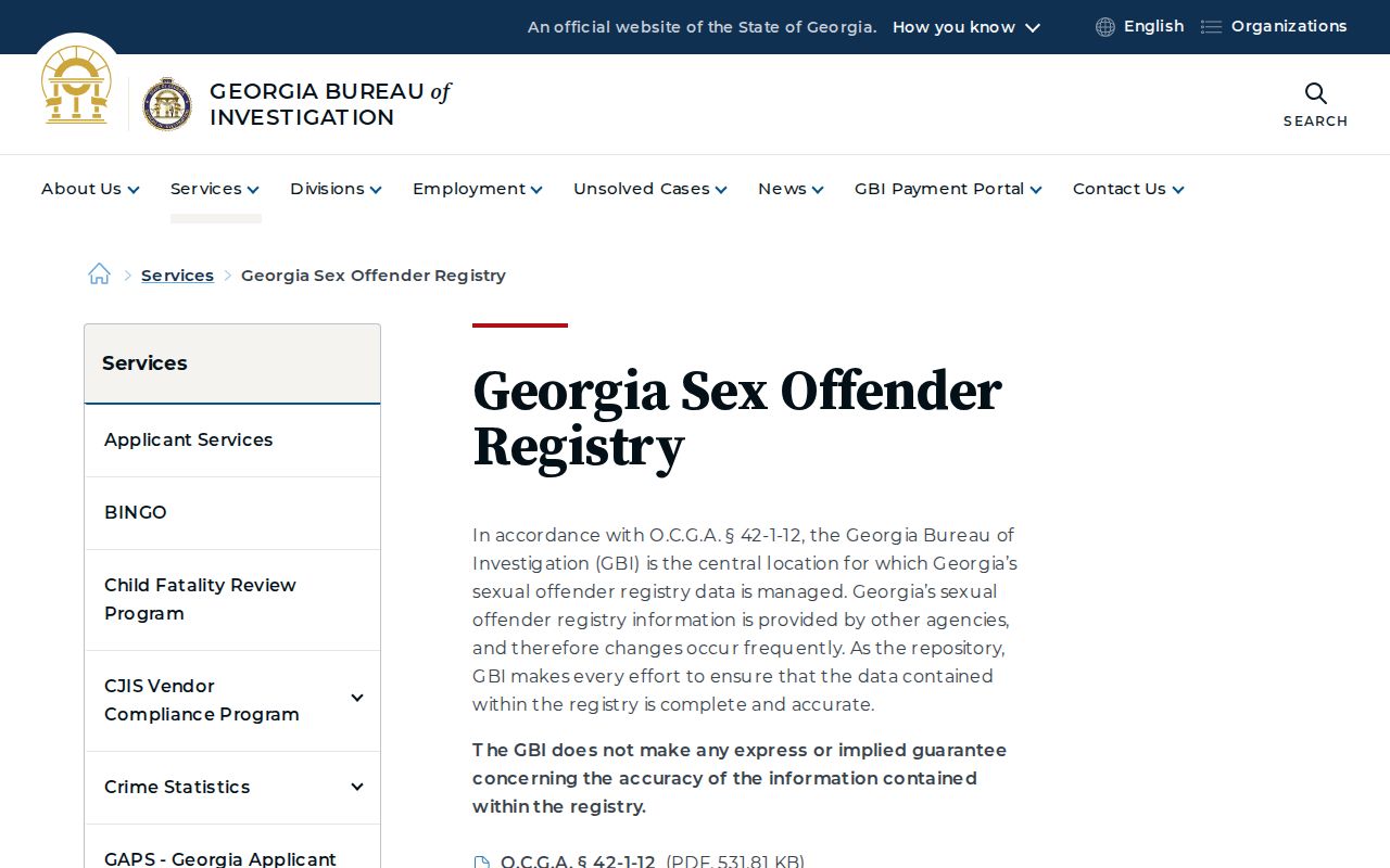 Georgia Bureau of Investigation registry source