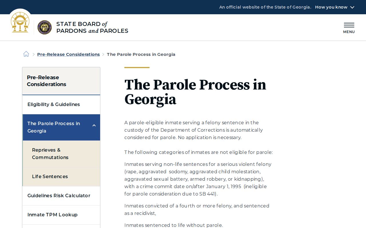Georgia parole process for Mitchell County post-release supervision