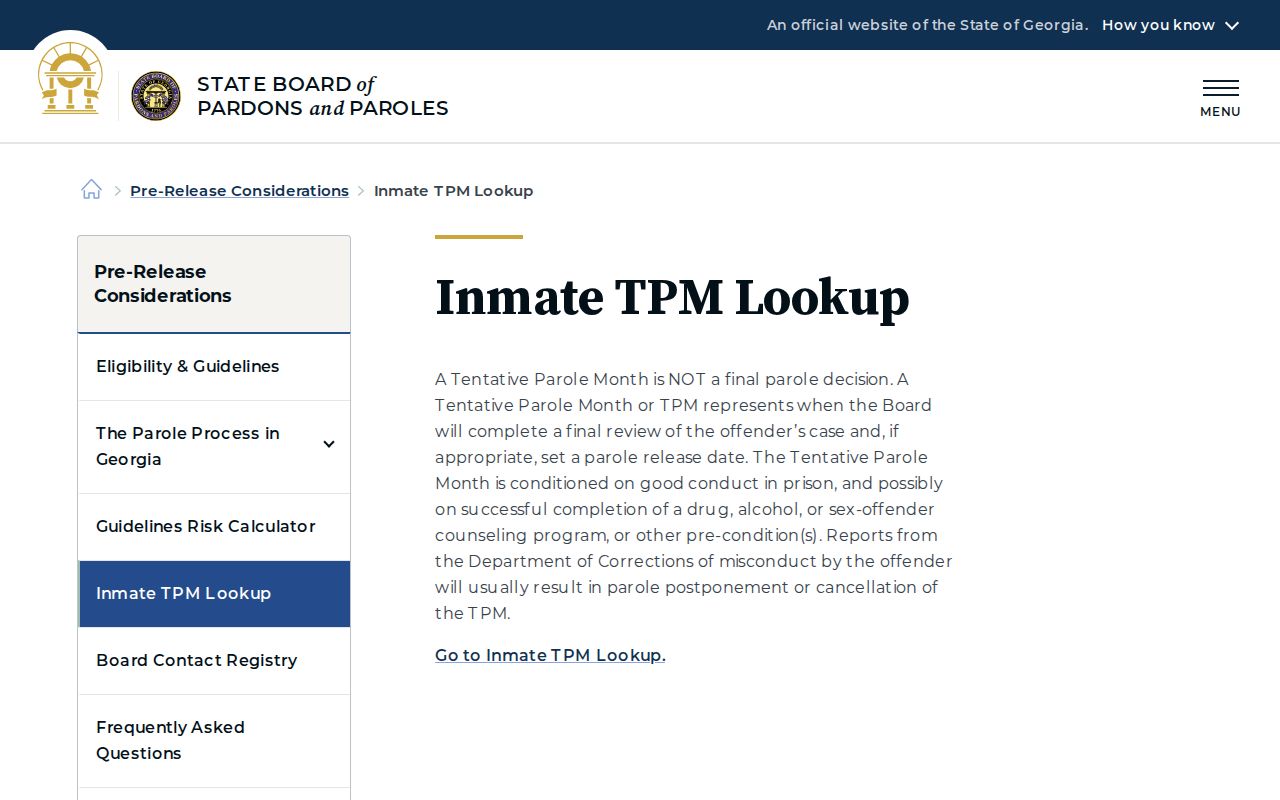 Tentative parole month and Mitchell County projected release date explanation
